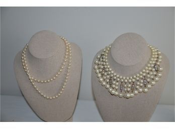 (#317) Costume Pearl Necklace 15' And 17'
