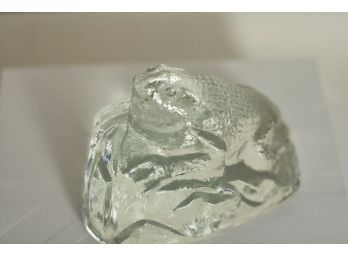 (#199)  Glass Frog Perched On A Rock Paper Weight