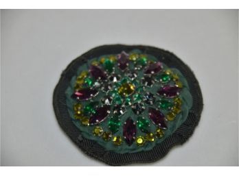 (#324) Prado Pin Colorful Multi Gem Stone Center On Fabric