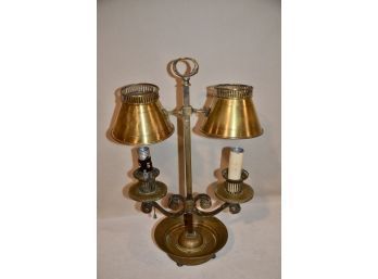 (#102) Vintage Double Shades Candelabra  Brass Table Lamp  11'(w) X 18'(h)