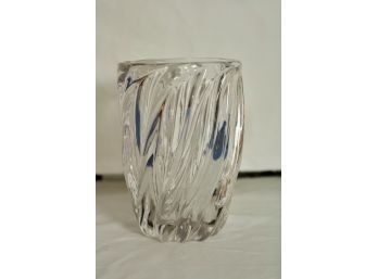 (#222) Large Heavy  Vintage Twisted Art Crystal Vase