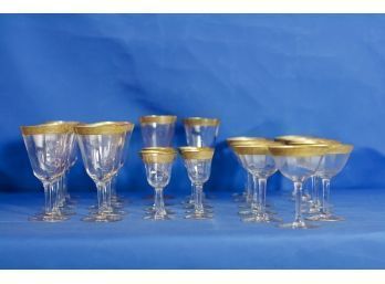 (#173) Vintage Tiffin Crystal Glasses With Gold Rim