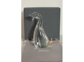 (#181) Steuben Swan Figurine With Bag And Marked Box