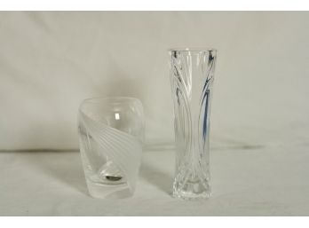 (#223B) 2 Small Crystal Vases