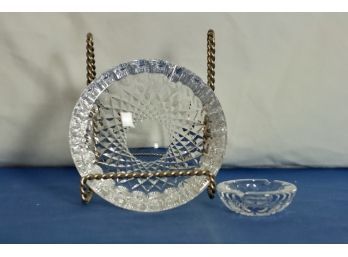 (#235) Pair Of Matching Pattern Waterford Crystal Cigar & Cigarette Ash Tray / Acid Stamped