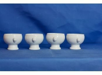 (#148)Set  Of 4  Pedestal Ceramic  Soup Bowl Tureen Lion Head Handles