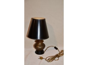 (#119) Mini Brass Etched Lamp With A Black Paper Shade