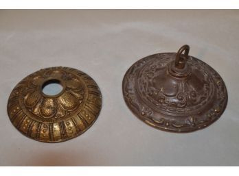 (#104) 2 Vintage Brass Ornate Heavy Weight Ceiling Canopies