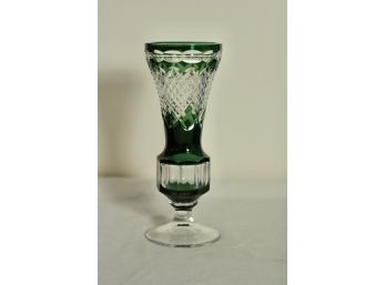 (#192) Val Saint Lambert Green Emerald Signed Crystal Vase
