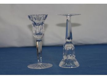 (#232) Pair Of Waterford Crystal Candle Holders/acid Stamped
