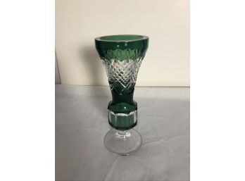 (#193) Val Saint Lambert Emerald Green Signed Crystal Vase