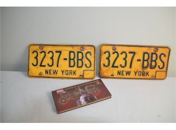 (#283) Pair Of Vintage Collectors Orange NY License Plates And Book