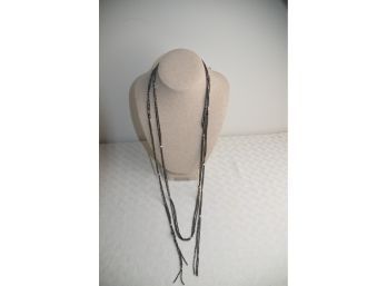 (#163) Brown Beaded Necklace / Belt Adjustable Lengths 74'long