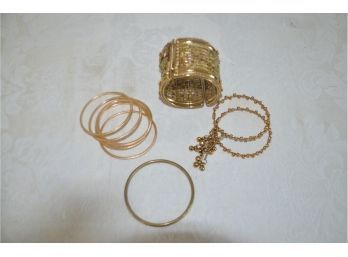 (#100) Gold Plated Cuff & Bangle Collection