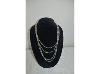 (#112) Silver Metal 2 Costume Chain Necklaces 24' Long With Clipped