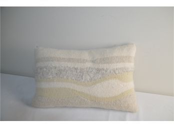 (#221) Lauren Saunders 16x10 Decorative Mohair And Linen Pillow Feather Down Insert Removable Cover