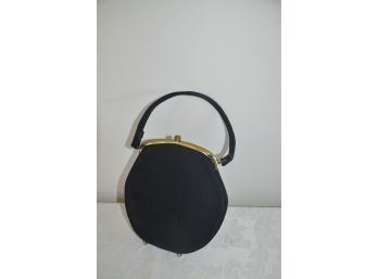 Vintage Black Evening Taffeta Handbag With Change Purse