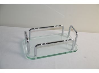 (#212) Chrome Glass Napkin Holder 10x6x3