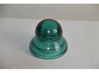 (#280) Vintage Industrial Glass Insulator Turquoise Paperweight