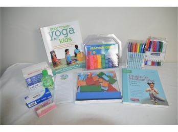 (#346) Math And Fraction Learning Tools For Children, Yoga Book, Wet Eraser Marker Set