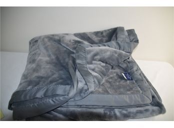 (#219) Berkshire Blanket Slate Gray With Satin Trim 90x88