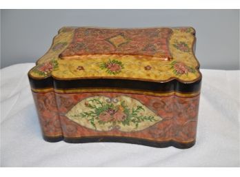 Castilian Wood Hand-painted Detail Box Lined With Black Velvet