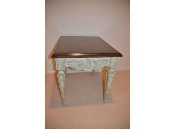 French Provincial Walnut Top Sage Green / Cream Distressed Base And Legs
