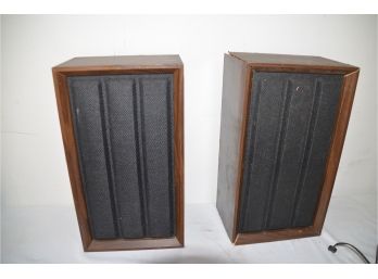 Vintage Mid Century Japan Wood Veneer Book Shelf Speakers - Not Tested