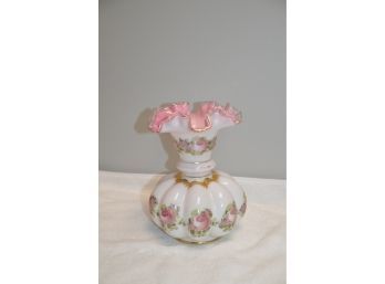 Antique Hand Painted Milk Glass