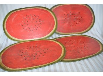 (#152) Wood 4 Watermelon Oval Placements Sarreid Ltd. 22x14