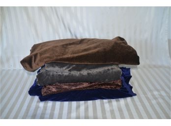 (#51) Assorted Lot Of Velvet Fabric - Size Medium Large (brown, Lavender, Chocolate Brown)