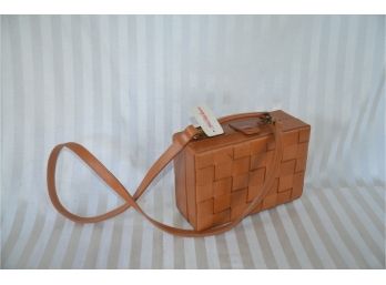 (#23) DNKY Leather Basketweave Shoulder Hard Case Handbag (slight Cuff Marks)