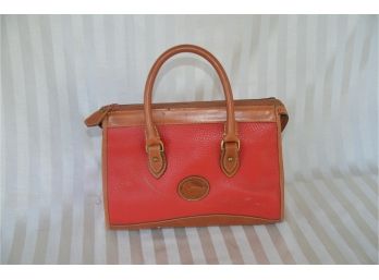 (#24) Dooney & Burke Red Handbag (check Photos With Paint Damage) (extra Strap Missing)