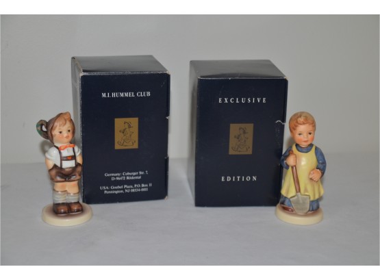 (#178) Hummel Goebel Figurines (2): HUM 630 'FOR KEEPS' #102 - HUM 727 'GARDEN TREASURES' #1222