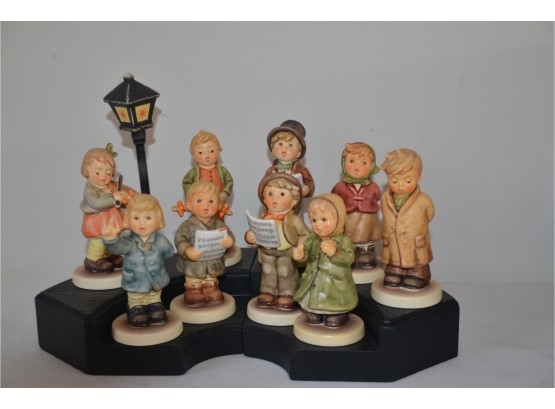 (#163) Hummel Goebel Exclusive Edition KINDER CHOIR (9 Figurines See List)w/ 2 Tier Black Stand (stand No Box)