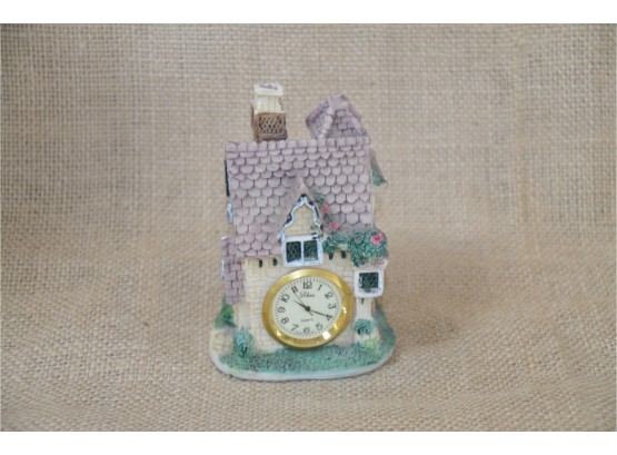 (#95) Resin Cottage Clock Battery Operated 4'
