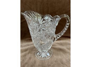 (#49) Crystal Glass Pitcher Etched Bird