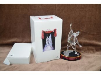(#103) Swarovski Crystal Masquerade Pierrot 1999 Art Figurine With Plaque Stage Stand And Box