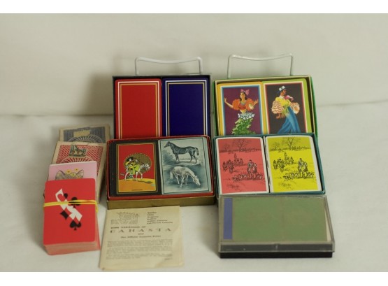 (#187) Lot Of 9 Sets Of Vintage Playing Cards By A Dougherty, Pinochle -Tallly-ho & Hamilton Canasta