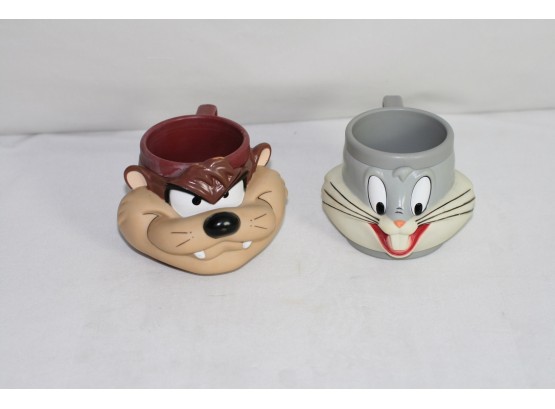 (#220) Vintage 3D Looney Tunes Cups/mugs/ Bugs Bunny & Taz The Tasmanian Devil