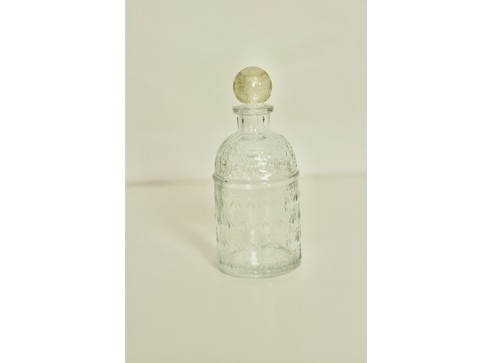 (#64)  Guerlain  Veritable Imperial  French Empty Perfume Bottle/ Embossed Bee's On Glass 5'(T)