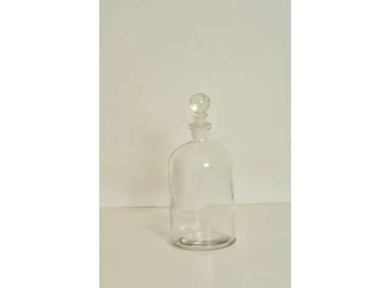 (#63) Apothecary Medicine Bottle Decanter With Glass& Rubber Stopper  Embossed Name On Bottom