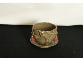 (#115) Handmade Pottery Planter With Dish
