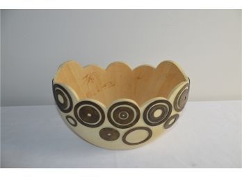 (#216) Wood Resin Decorative Bowl Copper Detail Swirls