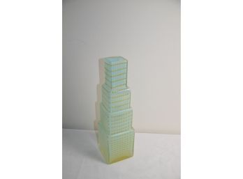 (#217) Empire State Building Art Glass Stem Vase 12'H