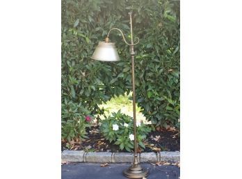 (#119) Vintage Regency Style Gooseneck Shape Standing Lamp/ Metal Shade /adjustable Neck & Swivels