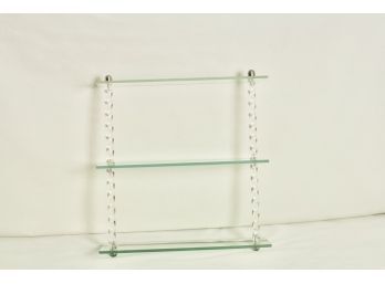 (#168) Triple Tired Glass Storage Shelf With Lucite Twisted Riser Between Each Shelf