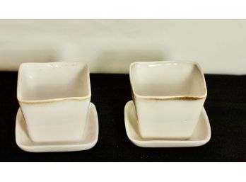 (#122) 2 -  SS Ballard Vermont Studio  Pottery/Signed Pieces/ 4' Squared Attached Under Plate & Drain Hole