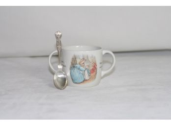 (#226) Wedgewood/Child's Peter Rabbit Double-handled Cup & Marked  Spoon/  Roger