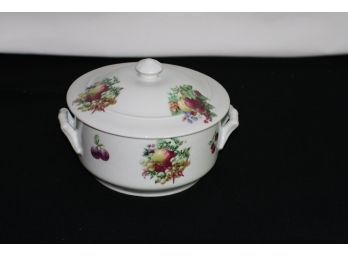 (#82) Made In France  Aplico Porcelain Lidded Tureen With Handles / Fruit Pattern